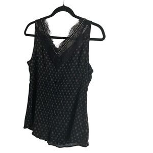Maison Garrison Black Lace Trim Sleeveless Top Large